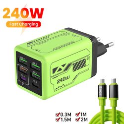 6-in-1 240W Typ-C-Ladegerät PD Schnellladegerät für iPhone Samsung Xiaomi EU/US-Stecker Quick Charge Wandladegerät