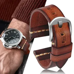 20mm 22mm 24mm handgefertigtes Leder-Uhrenarmband für Panerai Tudor Rudder Biwan Bronze Breitling italienisches Rindsleder-Uhrenarmband