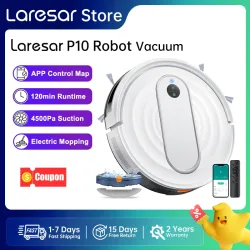 Laresar P10 Kabelloser Roboter-Staubsauger und Wischmopp 6000Pa Intelligente Gyro-Navigation APP-Steuerung Ganzhausreinigung Teppichpflege