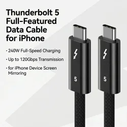 120Gbps Thunderbolt 5 Datenkabel 240W 16K Kompatibel mit USB4 Vollfunktionsübertragung Schnelles Laden USB5-Kabel für MacBook