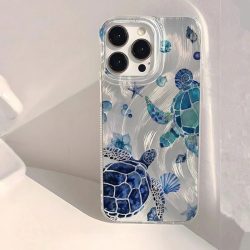 Sommer Schildkröte Chiffon Textur Handyhülle für Xiaomi Redmi Note 14 13 12 11 Pro Plus 5G 12S 11S 10 Redmi 14C 13C glänzende Abdeckung