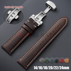 14/16/18/20/22/24 mm Echtleder-Uhrenarmband aus Kalbsleder für Omega Business-Uhrenarmband für Seiko Butterfly Buckle Stitching Strap