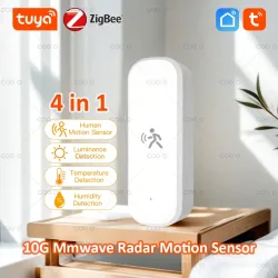 Zigbee 10G MmWave Radar-Bewegungssensor, Personendetektor mit Beleuchtungs-, Temperatur- und Feuchtigkeitssensor, unterstützt Tuya Hub Zigbee2MQTT