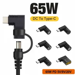 PD 65 W Laptop-Stromanschluss, DC-Buchse, Buchse auf USB-Typ-C-Stecker, Ausgang, Schnellladeadapter für MacBook, Tablet, Switch-Telefon