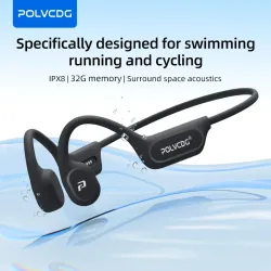 POLVCDG X9 Knochenleitungs-Kopfhörer 32G IPX8 Wasserdicht Offenes Design zum Schwimmen Laufen Radfahren Hängende Ohrhörer
