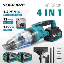 YOFIDRA 1500W 4IN1 Elektrische Staubsauger 12KPA Drahtlose Vakuum Hause Auto Reinigung Werkzeuge mit 3 stücke Filter Für makita Batterie Pin