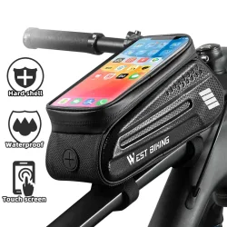 WEST BIKING Fahrradtasche 7,0 Zoll Handytasche Wasserdichter Frontrahmen Fahrradtasche Empfindlicher Touchscreen MTB Rennradtasche