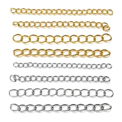 50 Stück Edelstahl 5 cm geschweißte Verlängerungskette Gold Halskette Armband Extender Schwanzketten für DIY Schmuckherstellung Zubehör