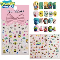 SpongeBob 5D Nagelkunst-Aufkleber für Frauen, Anime Patrick Star Nagel-Patches, Dekorationen, niedliche DIY-Fingernagel-Kosmetik-Accessoires