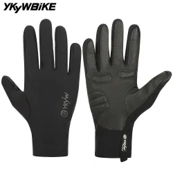 YKYWBIKE Fahrradhandschuhe Vollfinger 0-15 ° C Wasserdichte Winterwärme Fleece stoßdämpfende Touchscreen Rennradhandschuhe MTB