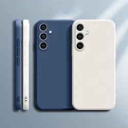 Einfache Handyhülle für Samsung Galaxy S23 Plus Ultra FE Funda S23Plus S23Ultra S23FE 5G Weiche, flüssige Silikon-stoßfeste Rückseite