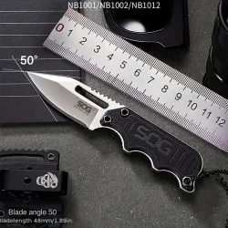 5CR15 Edelstahl leichtes EDC kleines gerades Messer, scharfes Werkzeug zum Tragen mit K-Scheide, bequemer Griff mit Gummigriff, tragbar