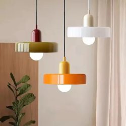 Nordic Retro E27 Bunte Decke Kronleuchter Orange Glas Anhänger Lampe für Wohnkultur Esszimmer Café Bar Zähler Beleuchtung
