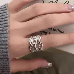 Minimalistischer Offener Ring, Einzigartiges Cooles Edgy-Design, Leichter Luxus Hochwertiger Verstellbarer Vielseitiger Fingerring