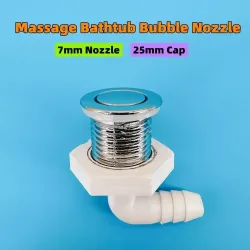 7 mm Düse, 25 mm Abdeckung, ultradünn, gebogen, Badewanne, Blasendüse, verchromte Kappe, PVC-Basis, Whirlpool, Luftstrahl, Massage, Badewanne, Strahldüse