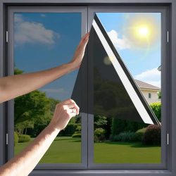 Einweg-Fensterfolie mit Sichtschutz, fluuriöse, bruchsichere PET-Fenstertönung zur Wärmeregelung und 100 % UV-Schutz, Verdunkelungsfensterbehandlung