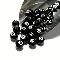 12mm 30 Stück Schwarz und Weiß 8; Bunte schwarze 8; Acrylperlen; Abstandshalterperlen; DIY-Armbänder; Halsketten; Zubehör; Accessoires