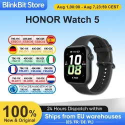 Honor, HONOR Watch 5, Globale Version, Smartwatch, Präzises GPS-Tracking, Schneller Gesundheitsscanner, 1,85-Zoll Großes Display, GPS-Unterstützung, IP68