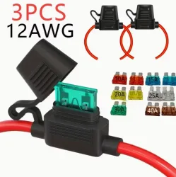 3 Stück 12AWG Inline-Sicherungshalter für 12 V ATC/ATO-Klingen ? inklusive 10 A, 15 A, 20 A, 25 A, 30 A, 40 A Sicherungen ? langlebige Kupferkonstruktion