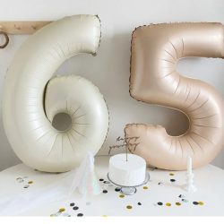 18/40 Zoll braun-beige Zahlenballon 1, 2, 3, 4, 5, 6, 7, 8, 9, Boho-Karamell-Creme-Folien-Zahlen-Globos für Geburtstags- und Jubiläumsdekorationen