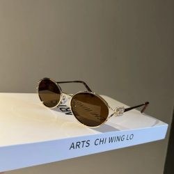Neue Mode Marke Oval Sonnenbrille für Frauen Retro Kleine Rahmen Frau Mann Metall Cat Eye Brille Shades UV Schutz Sonnenbrille