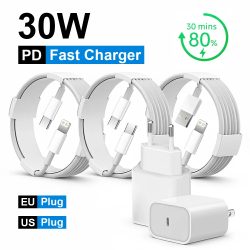 30 W PD Schnellladegerät für iPhone 14 13 12 USB C auf Lightning Schnellladekabel für iPhone 17 16 15 Pro Max Typ C Netzteil