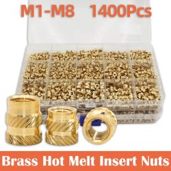 Messing-Einsatzmutter-Set mit Gewinde M2 M2,5 M3 M4 M5 M6 M8 Hot Melt Heat Rändel Embed Injection Kupfer-Einsatzmutter für 3D-Druck-Kunststoff