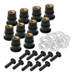 10/30 Stück M5 M6 Motorrad-Windschutzscheiben-Schrauben, metrische Gummi-Wellmuttern-Befestigungselemente für Honda, Suzuki, Yamaha, Kawasaki