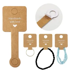 50 Stück 4 x 10 cm selbstklebende Kraftpapier-Karten-Armband-Halsketten-Schmuck-Hängehalter für kleine Unternehmen, Einzelhandelsverpackung