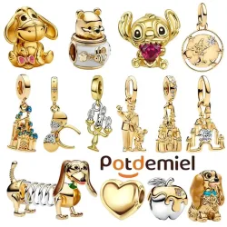 Potdemiel Disney 925 Silber Mickey Winnie Stitch Anhänger Perlen Passend für Halskette Armband DIY Geburtstag Frauen Party Überraschungsgeschenke