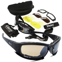 Daisy Taktische polarisierte Brille, Outdoor-Sportbrille, Sonnenbrille mit 4-Linse, Originalverpackung, Herren-Schießen, Wandern, Brillen, Gafas