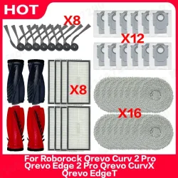 Für Roborock Qrevo Curv 2 Pro Qrevo Edge 2 Pro Qrevo CurvX Qrevo EdgeT Hauptbürste, Seitenbürste, Wischtuch, Staubbeutel, Filter, Zubehör