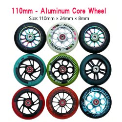 100/110/120mm Extreme Scooter-Rad, Aluminiumlegierung-Nabe Stoßfest und Verschleißbeständig, Freestyle-Renn-Ersatzzubehör