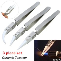 1/3 Stück elektronische Lötpinzette aus Keramik mit gerader Spitze, antistatische, umgekehrte, säurebeständige Präzisionspinzette aus Keramik