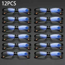12 Stück klassische schwarze Lesebrillen, leicht, +1,0~+4,0, ideales Geschenk für Senioren.