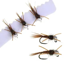 6PCS Barbless Jig Stonefly Nymph Fly # 14 # 16 Gummibeine, Fasanenschwanz, Bead Head Fast Sink Euro Nymph Forelle Barsch Angelköder