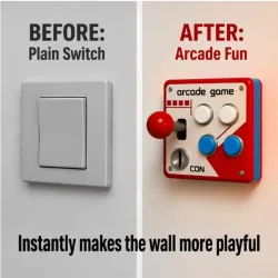 Retro Arcade Joystick Schalterplatten-Abdeckung, Bohrfreie 3D-Gedruckte Spielzimmer-Wanddekoration, Cooles Nostalgisches Geschenk für Gaming-Enthusiasten