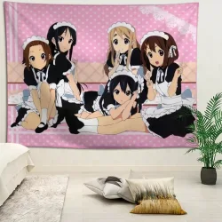 VIKAMA, VIKAMA K-ON Anime-Wandteppich, süße Mädchenband, Polyesterfaser, Wandbehang, Schlafzimmer, Wohnheim, Wohnzimmer, Dekoration, Heimdekoration