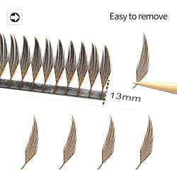XIUSUZAKI Brown Comic Spire Lashes Automatische Blüte Vorgefertigte Fächer-Wimpernverlängerungen Einzelvolumen Falsche Wimpern