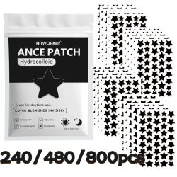 Großpackung Schwarze Sternförmige Hydrokolloid-Pickelpatches 240/480/800 Stück Natürliches Teebaumöl Akne-Aufkleber Unsichtbare Hautunreinheiten-Abdeckung