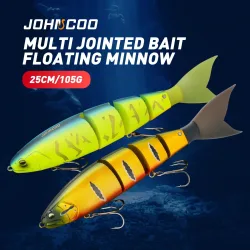 Johncoo 4-teiliger Schwimmköder Gelenkiger Angelköder Raubfischköder 25cm 105g Schwimmender Köder Wobbler
