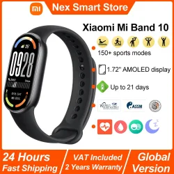 Neues Xiaomi Mi Band 10 Smart-Armband, 1,72 Zoll AMOLED-Display, Herzfrequenz-Blutsauerstoffüberwachung, 150 + Sportmodi BT5.4 Smart Band Globale Version