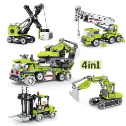 4 in 1 Engineering Lift Trucks Bagger Kran Stadt Baufahrzeug Auto Modell Bausteine Ziegel Kinderspielzeug Geschenk