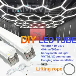 Honeycomb DIY LED-Röhrenlampe Sechseckbeleuchtung für Garagenlicht, Hebeseil, Verbindungskabel, Zubehör, 110?240 V, Friseurwerkstatt