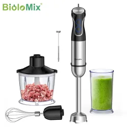 Biolomix, Leistungsstarker BioloMix 1500W 5-in-1 Stabmixer ? 304 Edelstahlklingen, ideal für cremige Pürees, Smoothies, Suppen und hausgemachte Babynahrung.