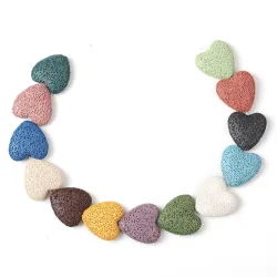 20mm natürliche Lava bunte herzförmige Vulkans tein Spacer Perlen charmante lose Perlen DIY Ohrringe Halskette Schmuck