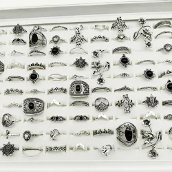 30 teil/los Großhandel Fabrik Vintage Shell Geschnitzte Blatt Finger Ringe Für Frauen Schwarz Emaille Große Blume Stern Mond Party Schmuck geschenk
