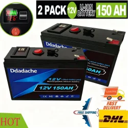 LiFePO4 12V 150Ah wiederaufladbare Lithiumbatterie, integriertes BMS, perfekt für Aufsitzspielzeug, Solarmodule, Fischfinder, Power Wheels