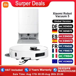Xiaomi, Globale Version Xiaomi Robot Vacuum 5 (X20+ Upgrade) mit intelligenter Sprachsteuerung, App-Steuerung, 20000Pa stärkster Xiaomi-Saugkraft, intelligentem Reinigungspfad, erweiterbarem Doppelroboterarm