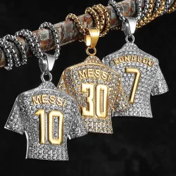 Fußballtrikot Messi Cristiano Ronaldo Neymar Mbappé Harland Männer Halsketten Edelstahl Anhänger Kette Modeschmuck Geschenke